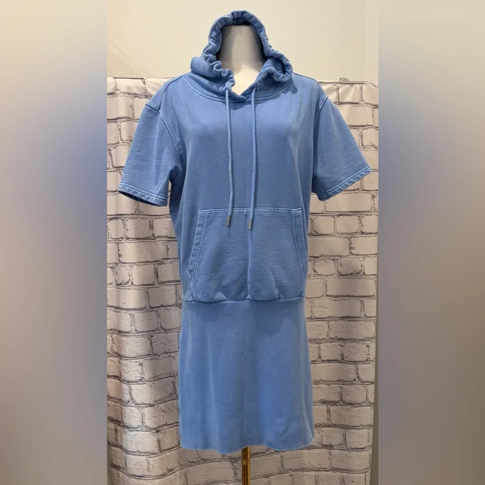 SER.O.YA Size:L Women Rory Blue Hoodie Sweatshirt Dress 100% Cotton - Picture 2 of 14